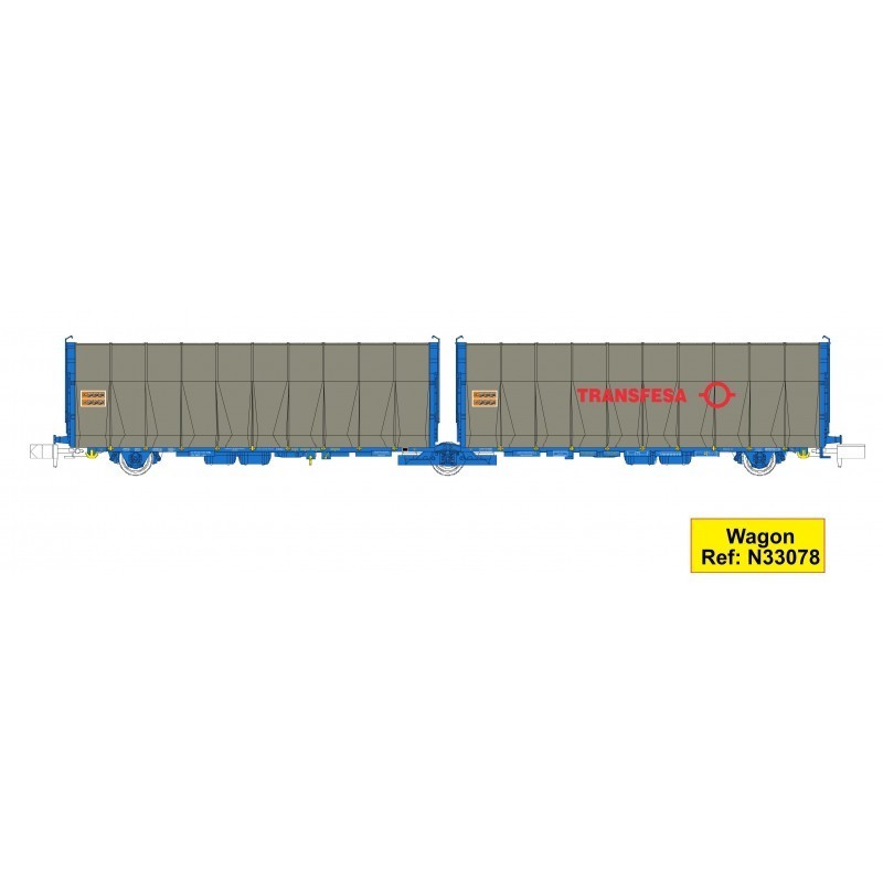 33078/33079-Set de 2 Wagons bâché double Lails Transfesa.MF-Train N33078/N33079-ModTrain