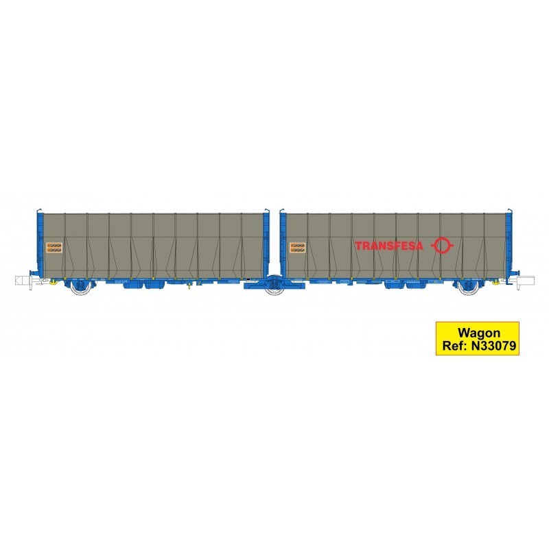 33078/33079-Set de 2 Wagons bâché double Lails Transfesa.MF-Train N33078/N33079-ModTrain