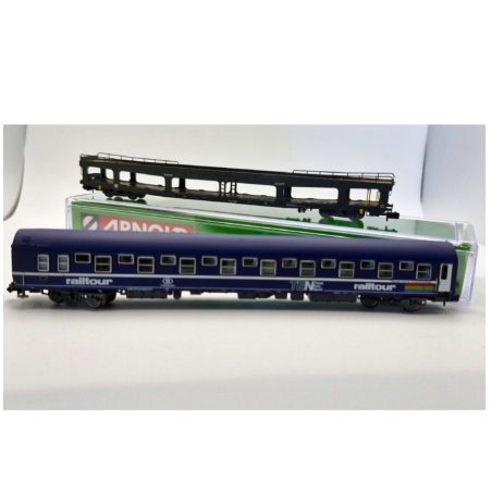 HNS4382-Set 1 voiture T2 Railtour + 1 fourgon DD 66 logo nouille Arnold - HNS4382-ModTrain