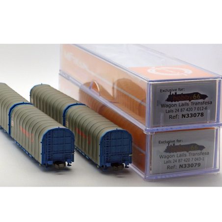 33078/33079-Set de 2 Wagons bâché double Lails Transfesa.MF-Train N33078/N33079-ModTrain