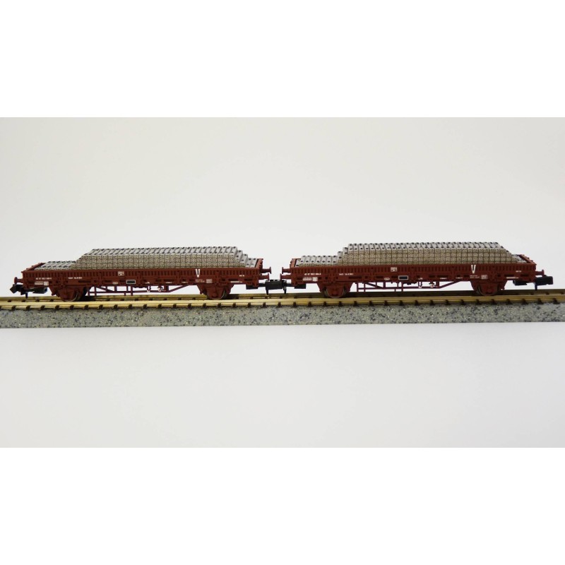 HN6543-Wagons de marchandises wagons plats avec traverses béton SNCF Ep.V 2 pièces Arnold - HN6543-ModTrain